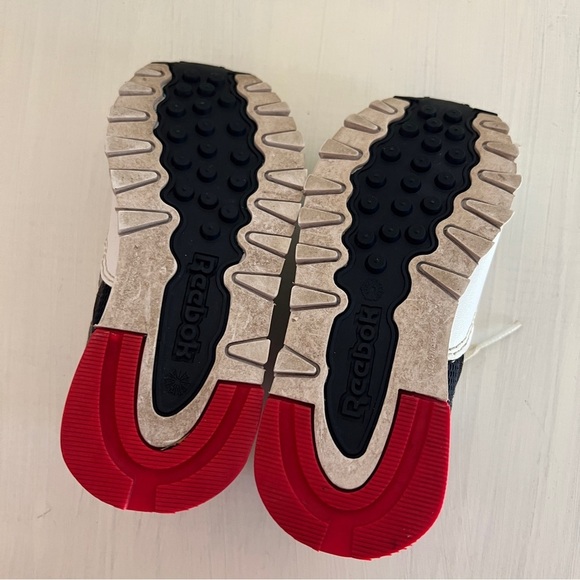 Reebok Sneakers Infant Baby Size 8 Red Navy White Colorblock Leather Tennis Shoe - Picture 6 of 9